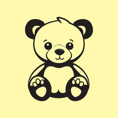 Obraz na płótnie Canvas Teddy Bear Vector Black White, Teddy bear cartoon