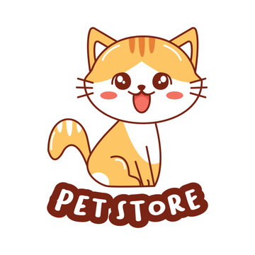 cute cat mascot for pet shop
