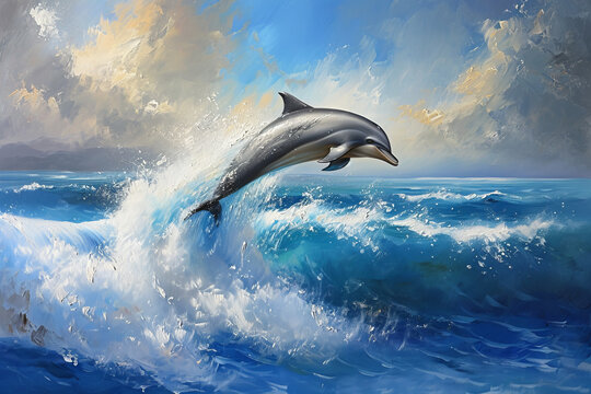 the picture of the dolphin jumping.