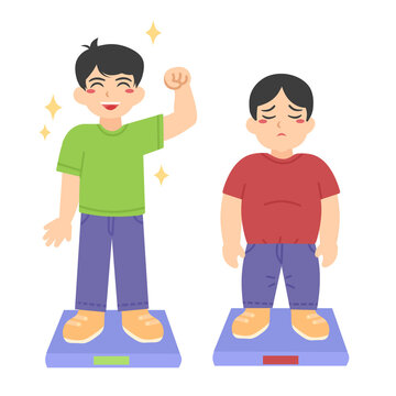healthy , stunting , obesse comparison meter kids illustration