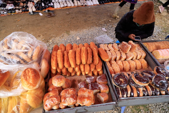 Sweets on sale at Coc Ly market, Vietnam
