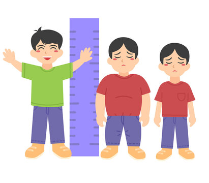 healthy , stunting , obesse comparison meter kids illustration