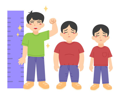 healthy , stunting , obesse comparison meter kids illustration