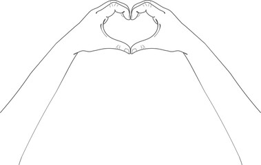 Two hands making a heart Love, romantic relationship Isolated on transparent, png. hand drawn heart sign illustration