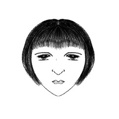 Vintage doodle drawing of a still person's face.