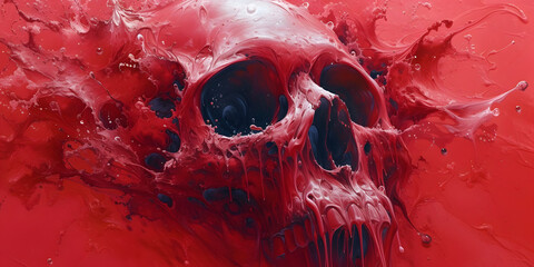 a skull made of liquid paint