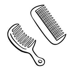 Hair comb, personal hygiene, vector outline