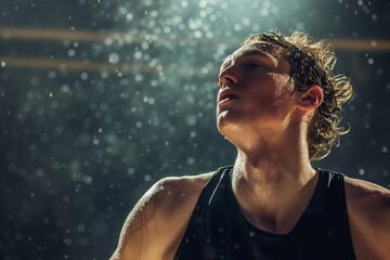 dancer with facial sweat during intense rehearsal - obrazy, fototapety, plakaty