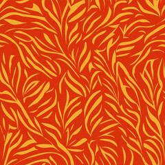 Abstract leaf art seamless pattern with colorful plants. Organic leaves, simple nature shapes in vivid colors. - 726418133