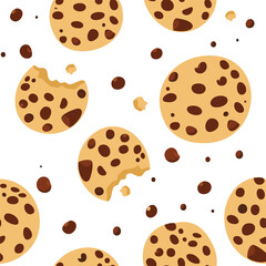 Seamless cookie pattern on white background. - 726418140