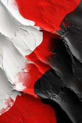 A close-up view of a painting featuring the colors red, white, and black. This image can be used for various creative projects