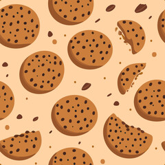 Bake pattern design with chocolate chip cookies. Seamless cookies pattern design - 726418161