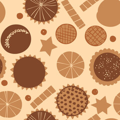 Sweets and cookie seamless pattern. Illustration of cookies, sugar, chocolate sweet cookie - 726418187