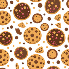 Simple cute cookie flat vector seamless pattern - 726418190