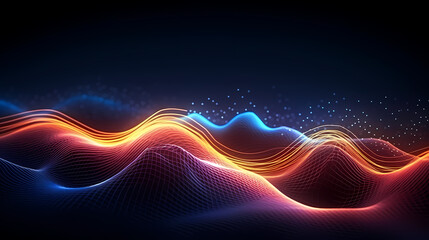 Digital technology blue rhythm wavy lines abstract graphic poster web page ppt background