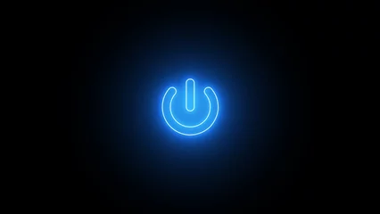Foto op Canvas Neon glowing power button icon. Neon light power button turning on and off. neon Power Button icon on the black background. © MdMunna