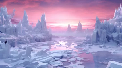 Foto op Plexiglas Abstract blue neon background with a scifi thaw frozen in ice fantasy neon , Melting digital landscapes melting in a dreamlike haze    © MAamir
