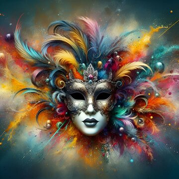 Venetian mask carnival colorful splash art
