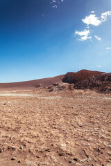 desert landscape of Valles de la Luna, in Atacama, Chile