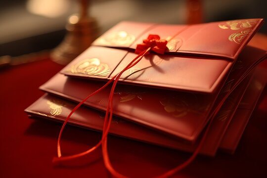  the traditional act of giving and receiving red envelopes (hongbao) during Chinese New Year, symbolizing good luck and prosperity.