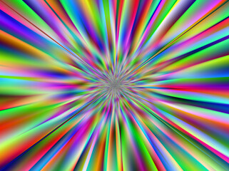 Eksplozja promieni tęczowych kolorów skupionych centralnie z efektem rozmycia ruchu - abstrakcyjne tło - obrazy, fototapety, plakaty
