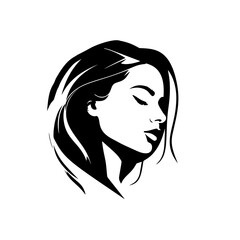 Vector Illustration of a woman with lines drawing for logo,icon, black and white	