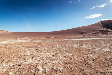 desert landscape of Valles de la Luna, in Atacama, Chile
