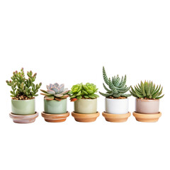 succulents potted on transparent background