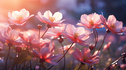 A close-up of delicate flowers in soft light.