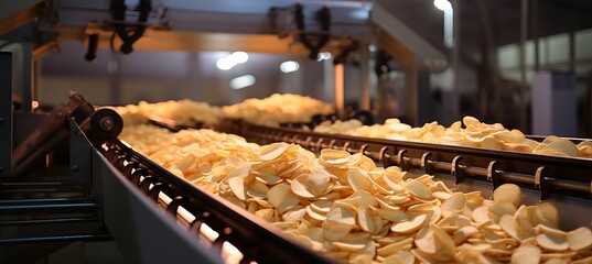 Efficient automated conveyor belt packaging line for crispy snack potato chips production