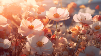 A close-up of delicate flowers in soft light.