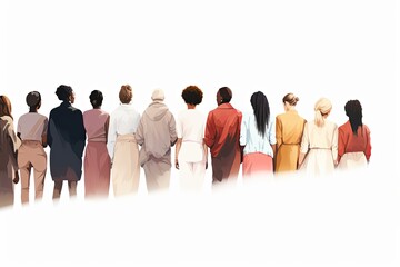 Illustration of a diverse group of women. Concept of a diverse and multiethncial community. International Women's Day concept.