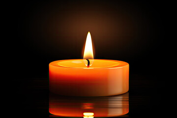 Obraz na płótnie Canvas Burning candle on black background, closeup
