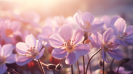 A close-up of delicate flowers in soft light.