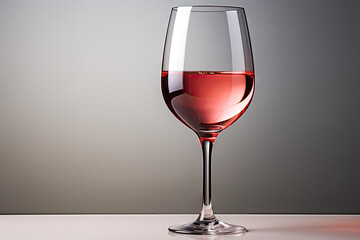 
glass of wine on a white background in minimalist style