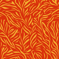 Abstract leaf art seamless pattern with colorful plants. Organic leaves, simple nature shapes in vivid colors. - 726425986