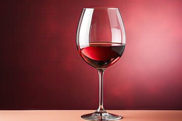 
glass of wine on a white background in minimalist style