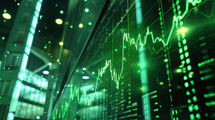 Obraz premium Profiting Stock Market - Green Ascending Lines