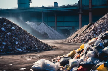 Factory for waste recycling, sorting and processing of municipal waste