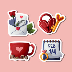 valentine's day illustration sticker collection