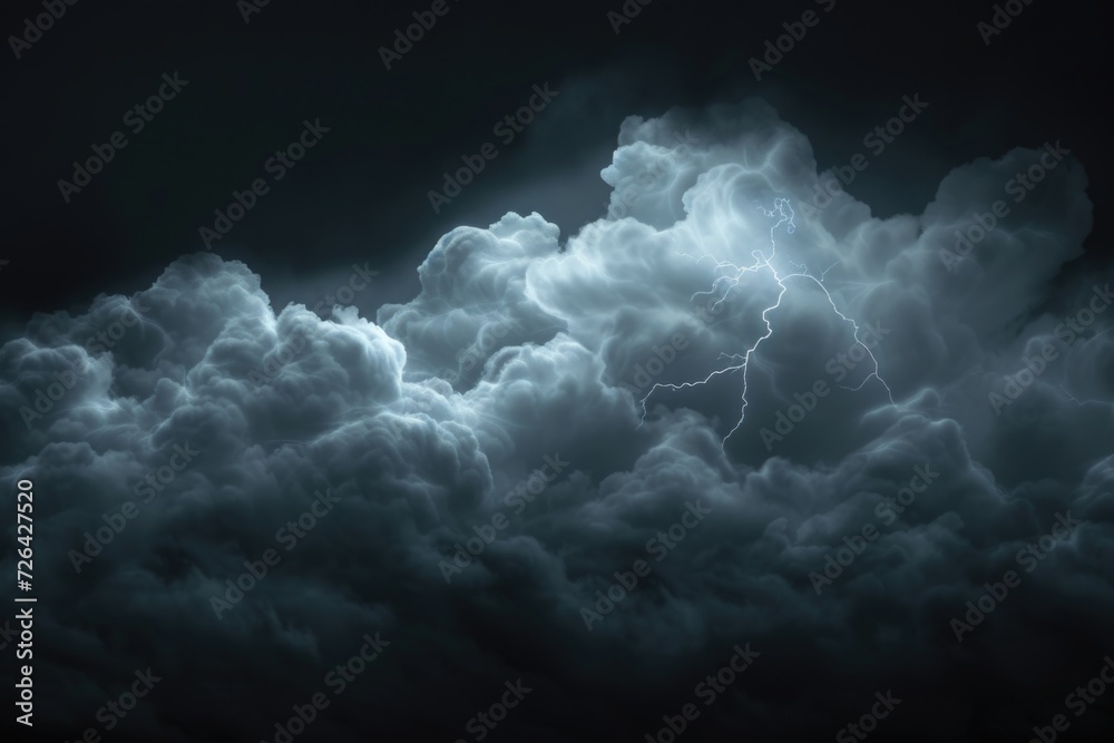 Poster A dramatic image of a dark sky with menacing clouds and bolts of lightning. Perfect for adding a touch of intensity and excitement to any project