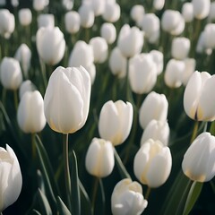 AI generated illustration of white tulips bask in the sunlight