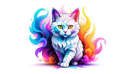 colorful smoke geometric angora cat