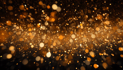 golden sparkles falling from the ceiling,golden light , glitter background light ,orange , dark...