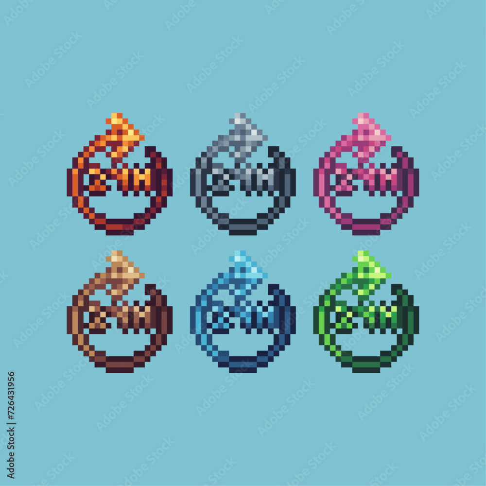 Poster pixel art sets icon of 24hours redo variation color.24h sign icon on pixelated style. 8bits perfect 