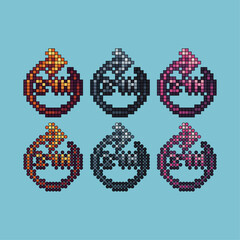 Pixel art stroke sets icon of 24hours redo variation color.24H sign icon on pixelated style. 8bits perfect for game asset or design asset element for your game design. Simple pixel art icon asset.
