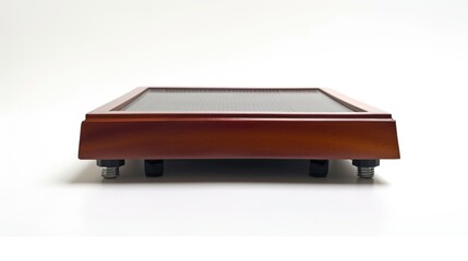 A compact wooden table with a glass top. Versatile for use in any room or setting