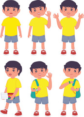 cute kid child expression vector illustration set 