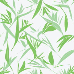 Tropical jungle leaves pattern in soft green tones. Vector seamless pattern design for textile, fashion, paper, packaging, wrapping and branding