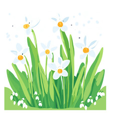 spring flowers with grass
